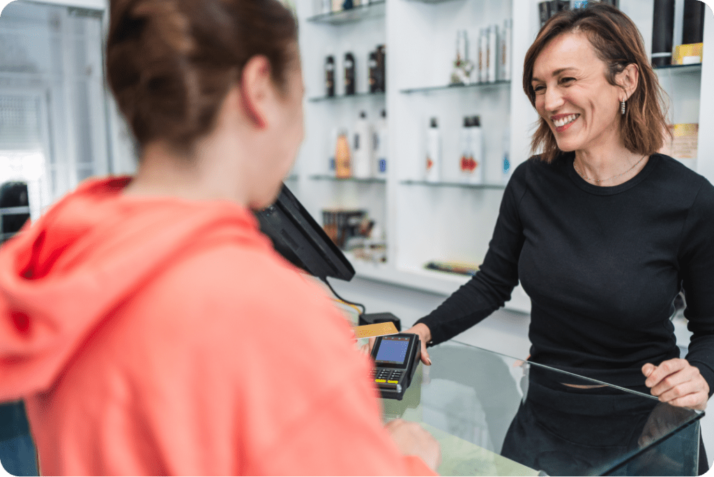 Retail merchant accepting credit card payment